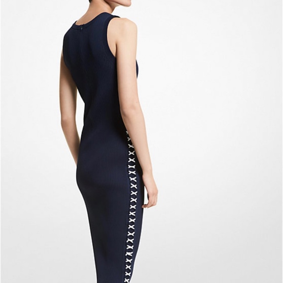 Michael Kors Ribbed Stretch Viscose Lace-up Dress Size XS - Picture 6 of 7